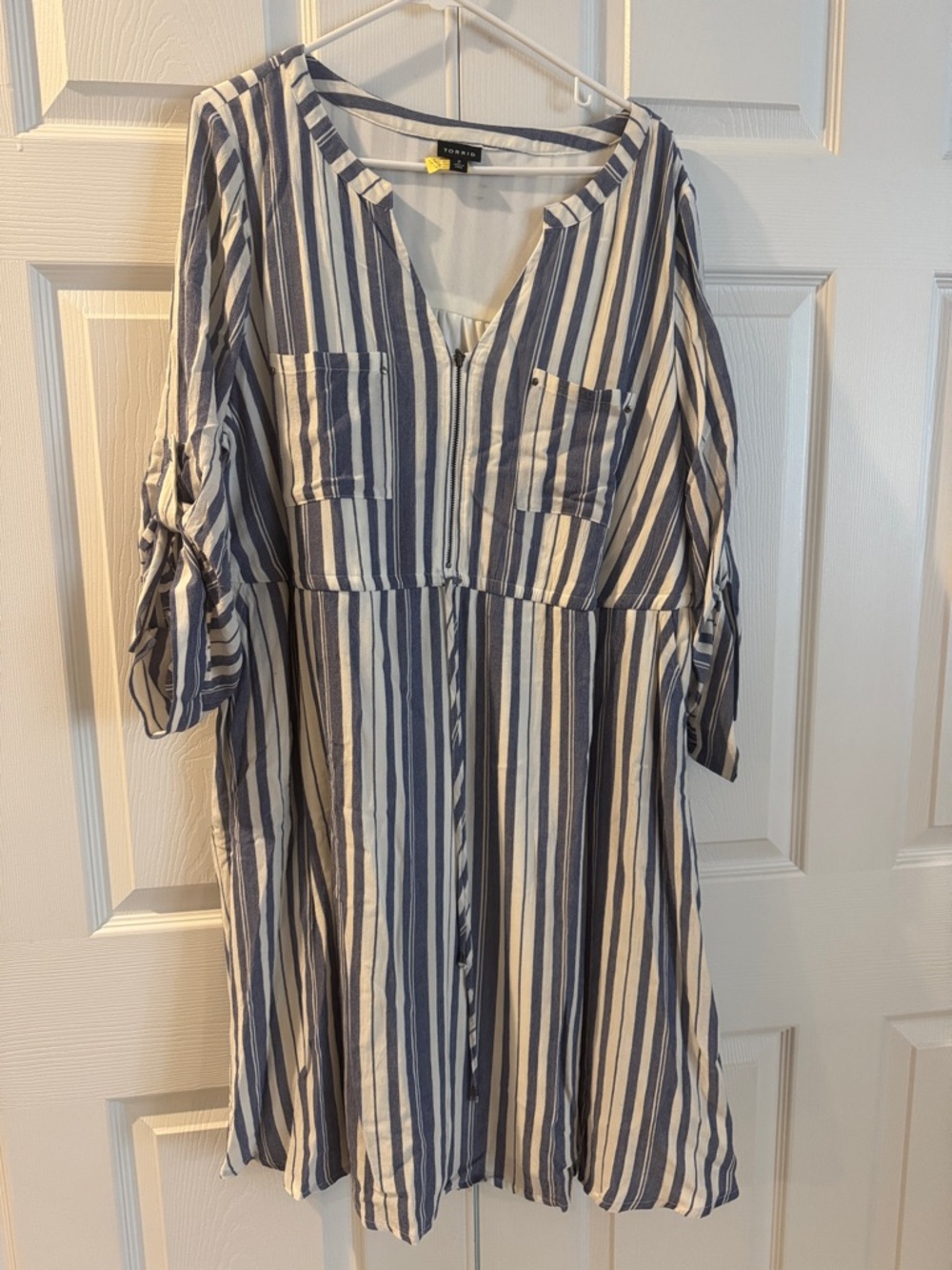 Torrid 2 Striped Blue and White Button-Front Tunic Dress